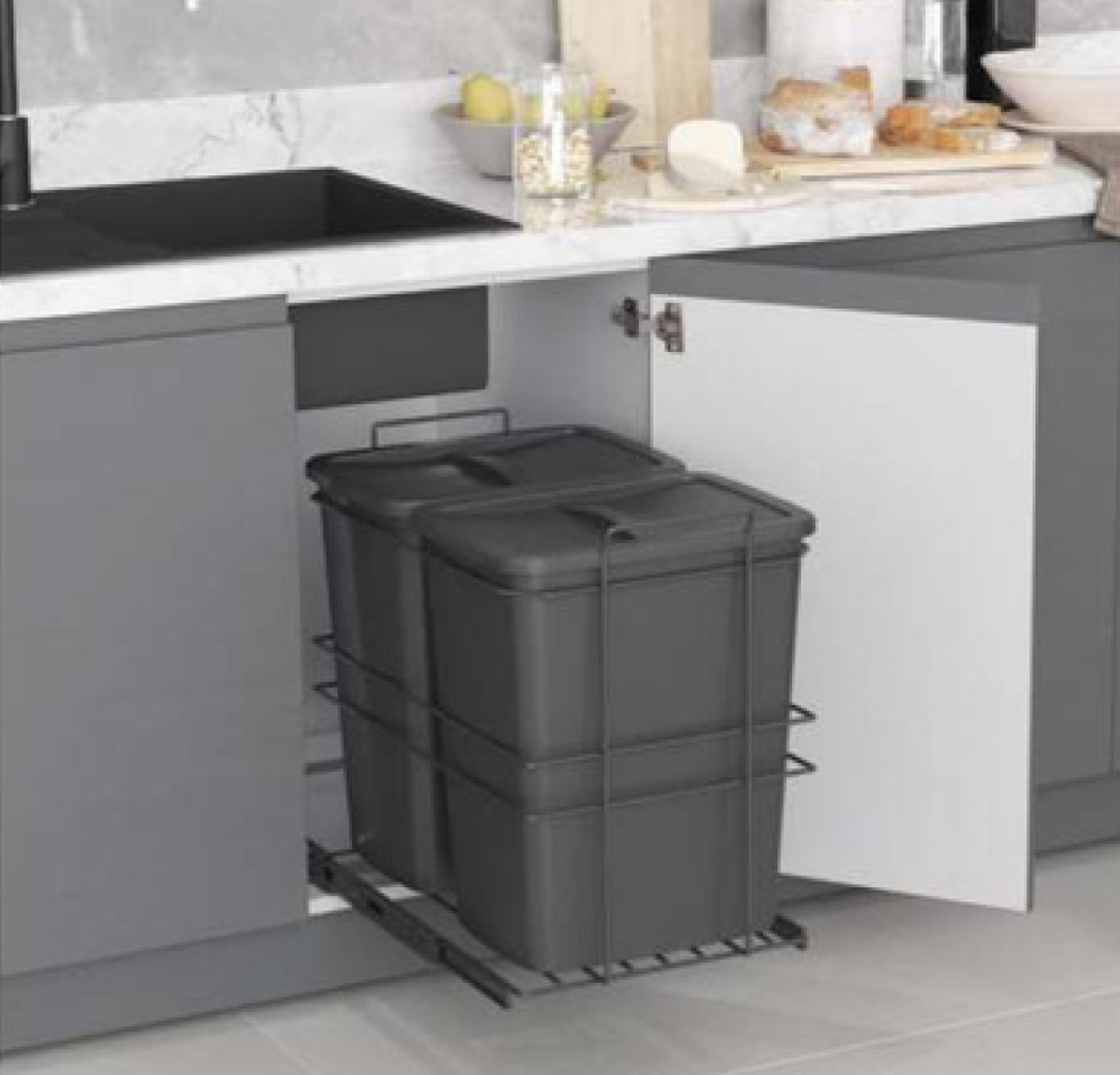 6 سلة مهملات 2عين 35+35 لتر - الصورة 1